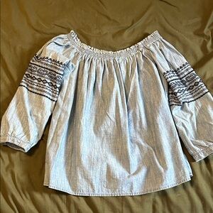 GAP Light Blue off shoulder Denim Top